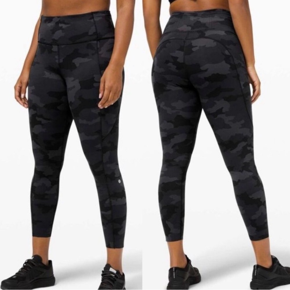 Lululemon Fast and Free Tight II 25" Non-Reflective Nulux Camo Deep Coal Multi 6